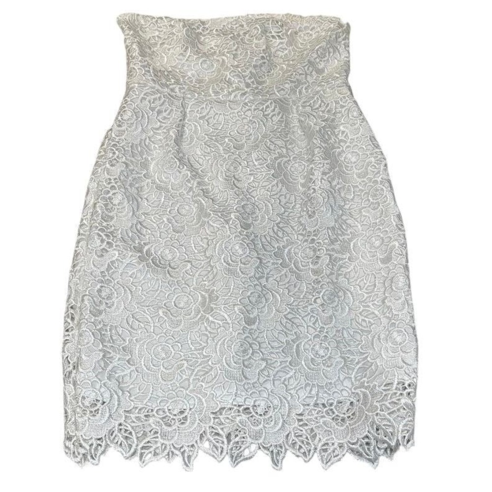 MM Couture Miss Me White‎ Strapless Lace Mini Dress Medium Wedding Cocktail - Picture 4 of 12